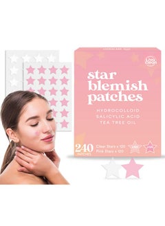 LivaClean Star Blemish Patches (240Ct) Salicylic Acid & Tea Tree Oil Clear & Pink Pimple Patch Cute Acne Patches Star Cute Pimple Patches Star Pimple Patches For Face Star Pimple Patches  - Image 1