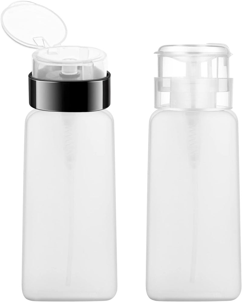 2 Pack 250ml/8.3oz Push Down Pump Dispenser Bottle Empty Lockable Nail Polish Remover Pump Dispensers Liquid Pumping Dispenser Bottles for Alcohol,Makeup Remover