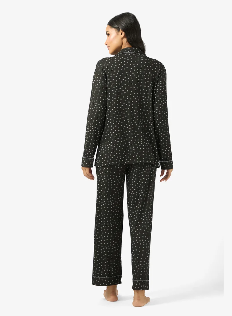 Ginger Satin Polka Dot Shirt & Pyjama Set