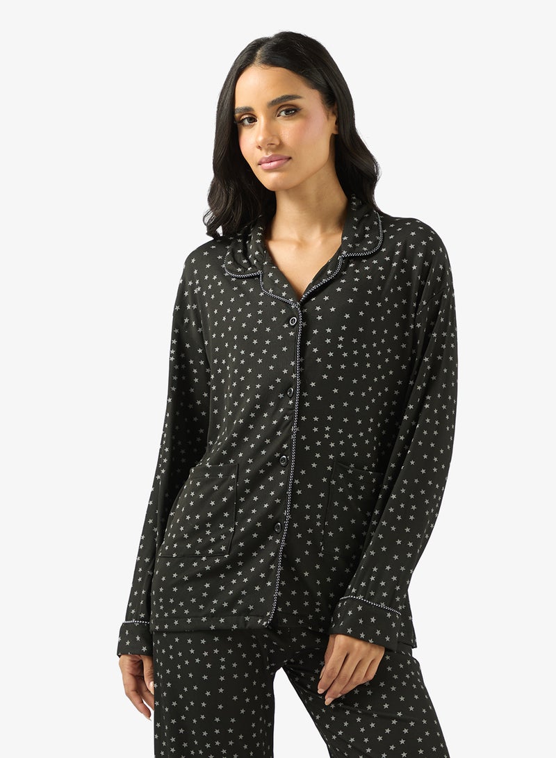 جينجر طقم بيجامة وقميص ساتان منقط - Image 3