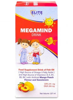 Megamind Drink Dietary Supplement Contains Fish Oil And A Source Of Vitamins With Artificial Mango And Peach Flavor And Sweeteners 227 Ml
