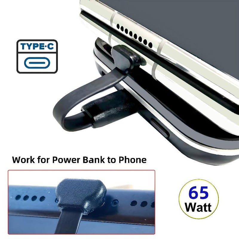 كابل شحن وبيانات USB-C من نوع C إلى USB-C بقدرة USB2.0، مسطح فائق النحافة، بزاوية 90 درجة لأعلى ولأسفل، شحن سريع بقدرة 65 واط لأجهزة الكمبيوتر المحمول والتابلت والهاتف، 6 سم - Image 2