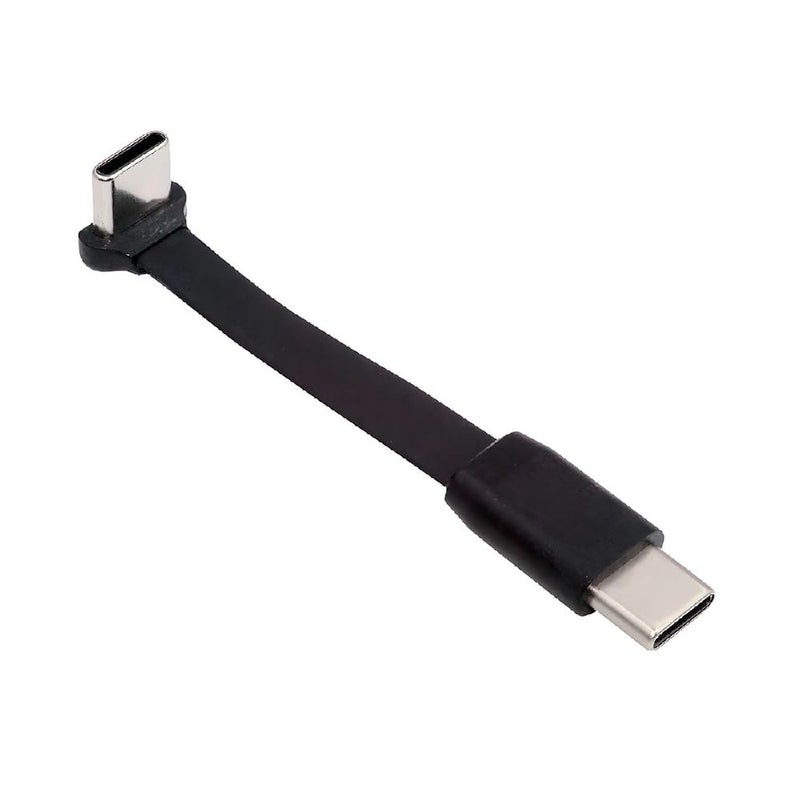 كابل شحن وبيانات USB-C من نوع C إلى USB-C بقدرة USB2.0، مسطح فائق النحافة، بزاوية 90 درجة لأعلى ولأسفل، شحن سريع بقدرة 65 واط لأجهزة الكمبيوتر المحمول والتابلت والهاتف، 6 سم - Image 1