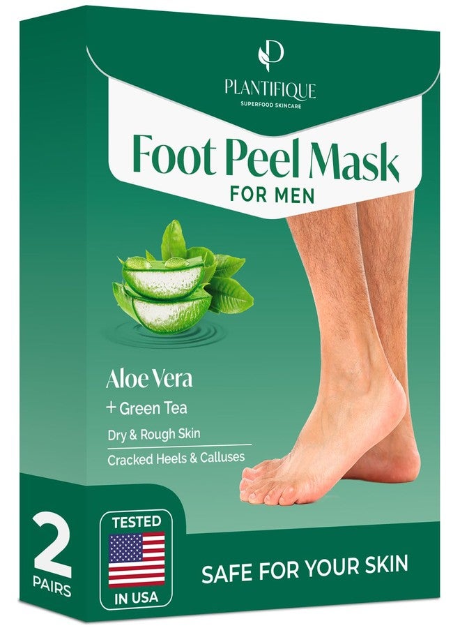 PLANTIFIQUE Foot Peeling Mask 2 Pack for Men | Dermatologically Tested Repairs Heels & Removes Dry Dead Skin for Baby Soft Feet | Exfoliating Foot Peel Mask for Dry Cracked Feet | Aloe Vera - Image 1