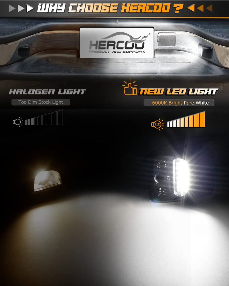 HERCOO LED License Plate Light Tag Lights Rear Lamp Socket Assembly Compatible with Toyota Tundra 2000-2013, Tacoma 2005 to 2015 Pickup, 6000k White - Image 2