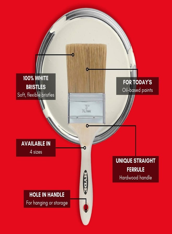 هايد فرشاة طلاء مستقيمة هايد إكسترا، ذات شعيرات ناعمة بيضاء، بمقبض خشبي، 2 بوصة، 47381 - Image 5