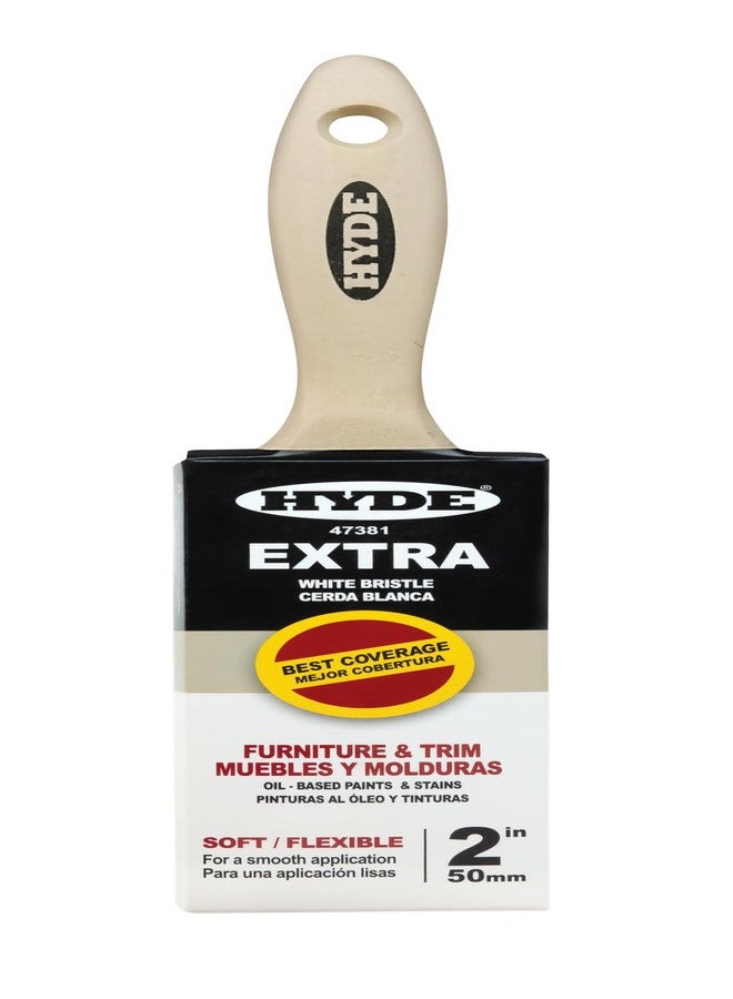 هايد فرشاة طلاء مستقيمة هايد إكسترا، ذات شعيرات ناعمة بيضاء، بمقبض خشبي، 2 بوصة، 47381 - Image 1