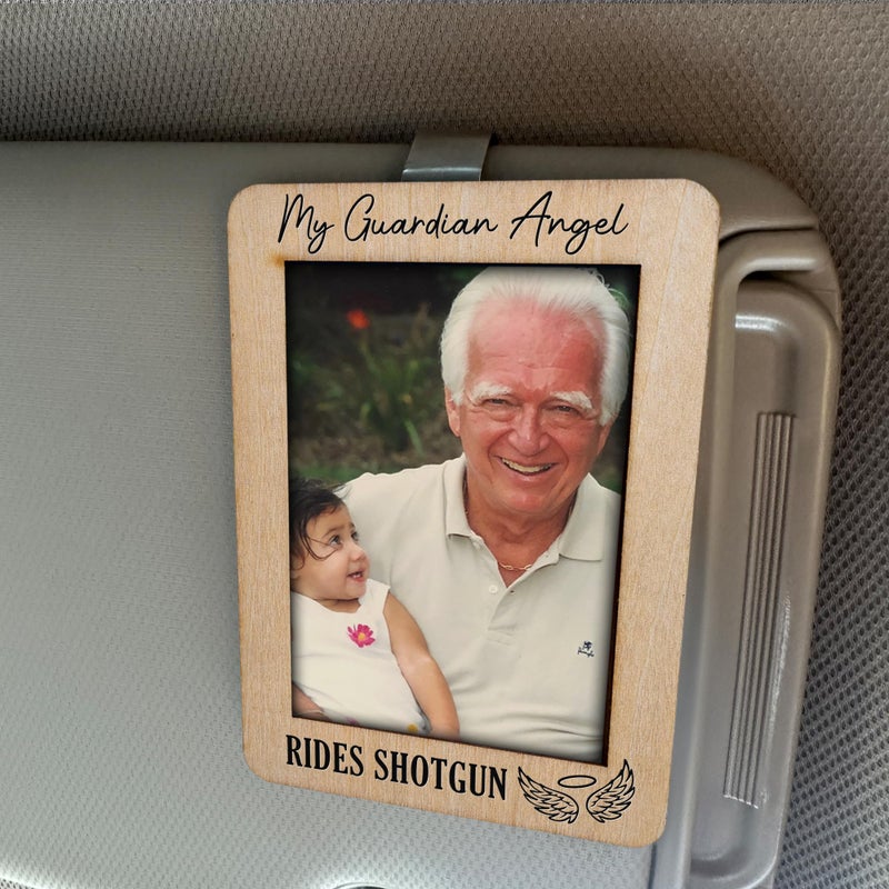 Hangwoous Guardian Angel Visor Clips for Cars Car Angel Picture Frame With Visor Clip Car Guardian Angel Visor Clip Memorial Car Visor Clip With Picture Guardian Angel For Car Drive Safe Visor Clip - Image 3