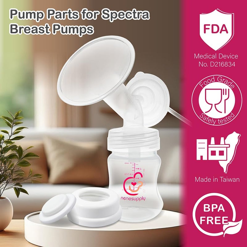 Nenesupply 15mm Pump Parts Compatible with Spectra S2 S1 9 Plus Breast Pump Replace Spectra Pump Parts and S2 Accessories Incl 15mm Flange Duckbill Valve Tubing Backflow Protector Bottle - Image 2