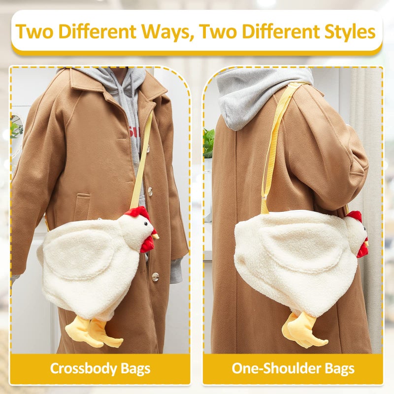 Saintrygo Chicken Hen Purse Bag Fluffy Shoulder Handbag Cute Funny Animal Gift for Christmas for Women(White,Chicken) - Image 3