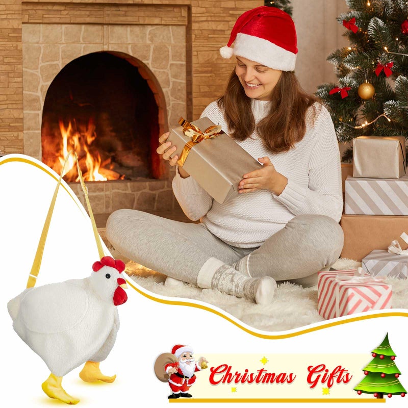 Saintrygo Chicken Hen Purse Bag Fluffy Shoulder Handbag Cute Funny Animal Gift for Christmas for Women(White,Chicken) - Image 5