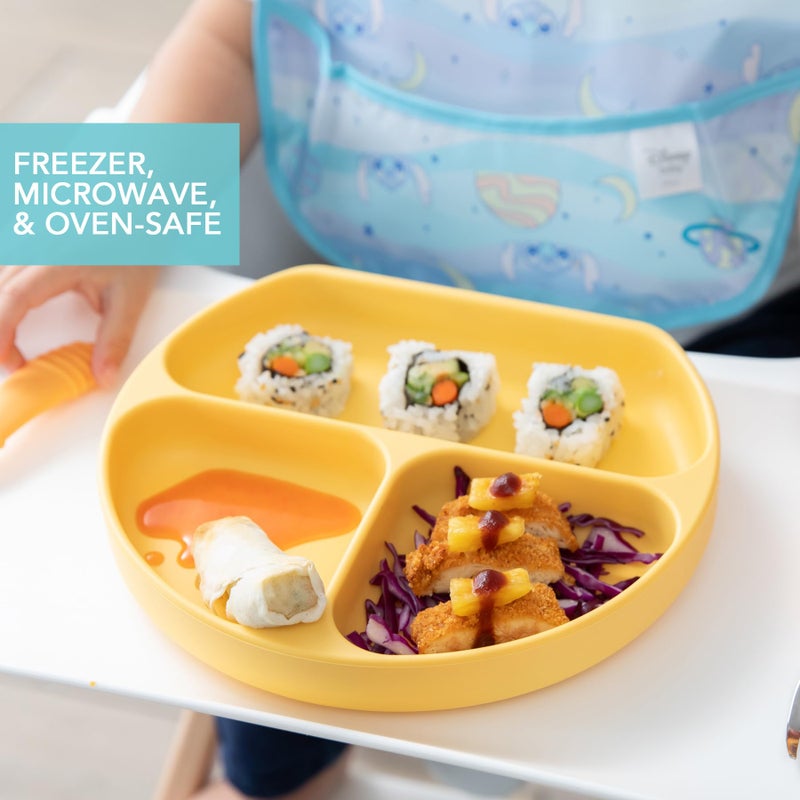 Bumkins Toddler and Baby Suction Plate, Silicone Divided Grip Dish for Babies and Kids, Baby Led Weaning, Children Supplies, Non Skid Bottom, Platinum Silicone, 6 Months Up, Tangerine and Pineapple - Image 4