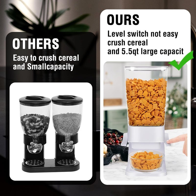QNP Cereal Dispenser Countertop,5.5L Cereal Containers Storage Dispenser for Pantry,Dry Food Storage Rice Containers,Candy Dispenser,Snack Organizer Machine for Grains, Nuts,Oatmeal, Pet Food White - Image 5
