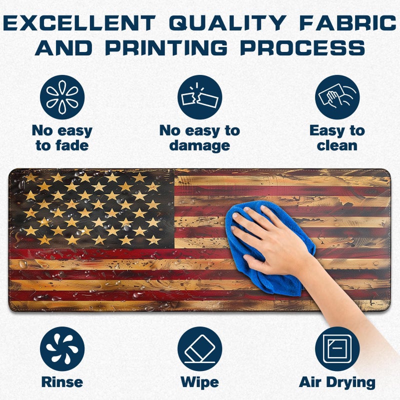 Yuhijoy Mouse Pad Gaming - Desk Mat for Keyboard and Mouse - American Antique Flag Large Mouse Pads for Desk, Gaming Mousepad with Non-Slip Base, Desks Pad (31.5" X 11.8") for Game, Office and Home - Image 3