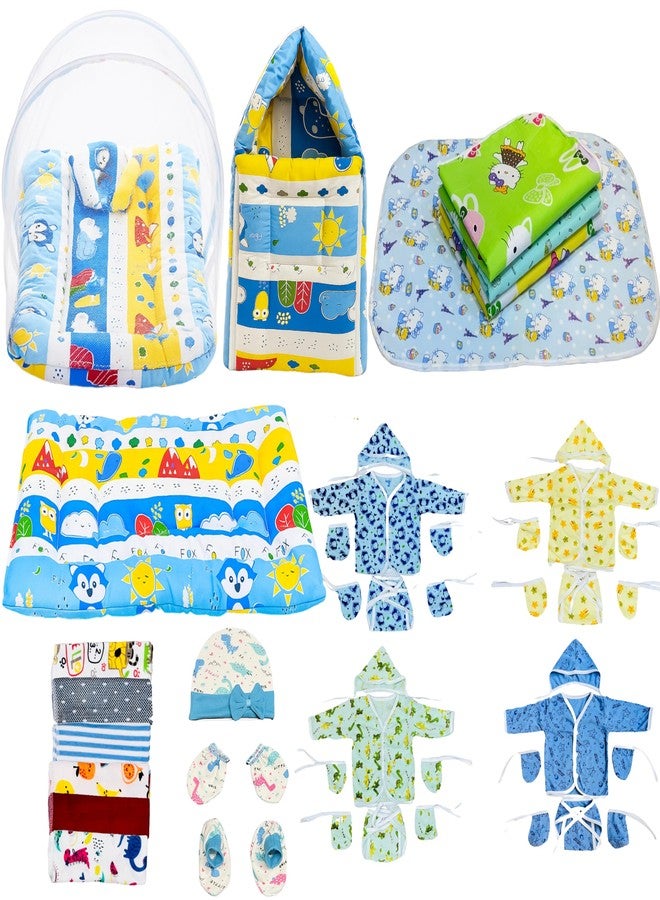 Infantbond by Fareto Newborn Baby Essentials Combo Set - 36 in 1 All-Season Hospital Care Kit for Newborns (0-6 Months) | Complete Baby Gift Set | Baby Products All New Born Combo(Blue Fox) - Image 1