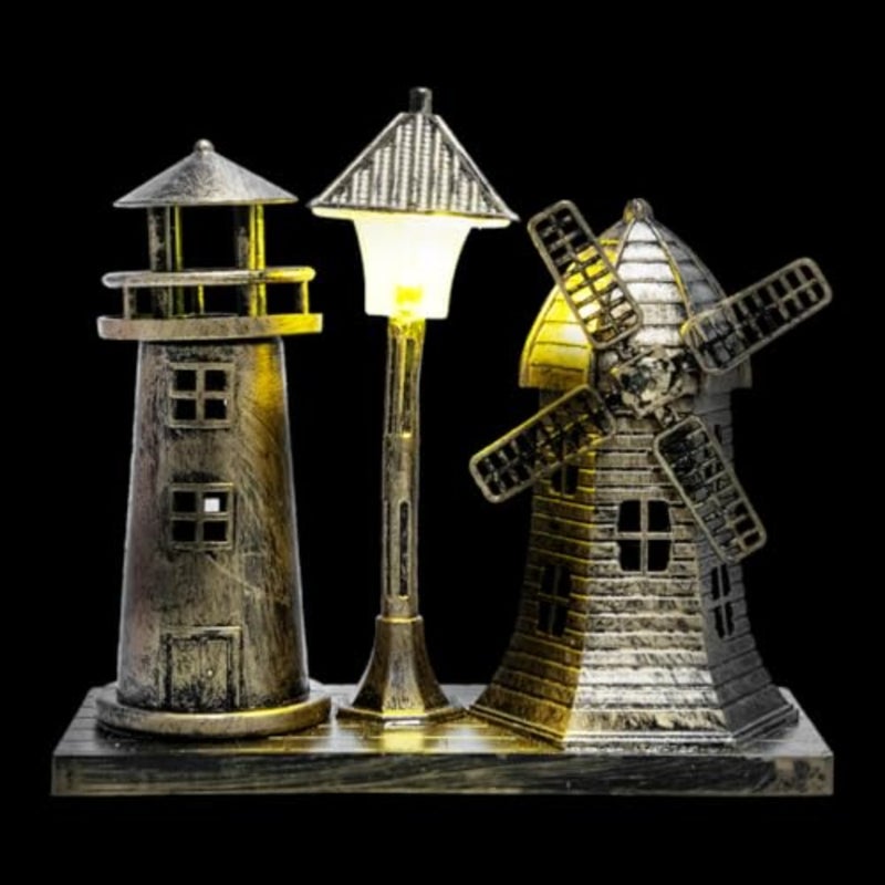 Vintage Lighthouse Night Light Soft Warm Glow Ambient Desktop Lamp, 6.10" x 5.70" x 2.55", Lightweight Resin Retro Design for Bedroom, Living Room, Office Desk, Gift for Lighthouse Lovers - Image 3