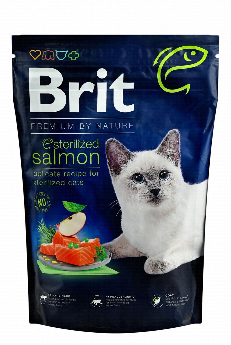 Brit Premium By Nature Dry Cat Food with Salmon for Sterilized Cats, 1.5 kg - Image 1