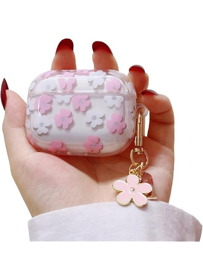 erorex - Keychain Case For Airpods 3Rd Gen 2021 Cute Clear Pink Floral Cover Protective Flower Earphone Case Soft Transparent Tpu Case Transparent Flower Pattern Case For Airpods 3 Case Women Girl - Image 1