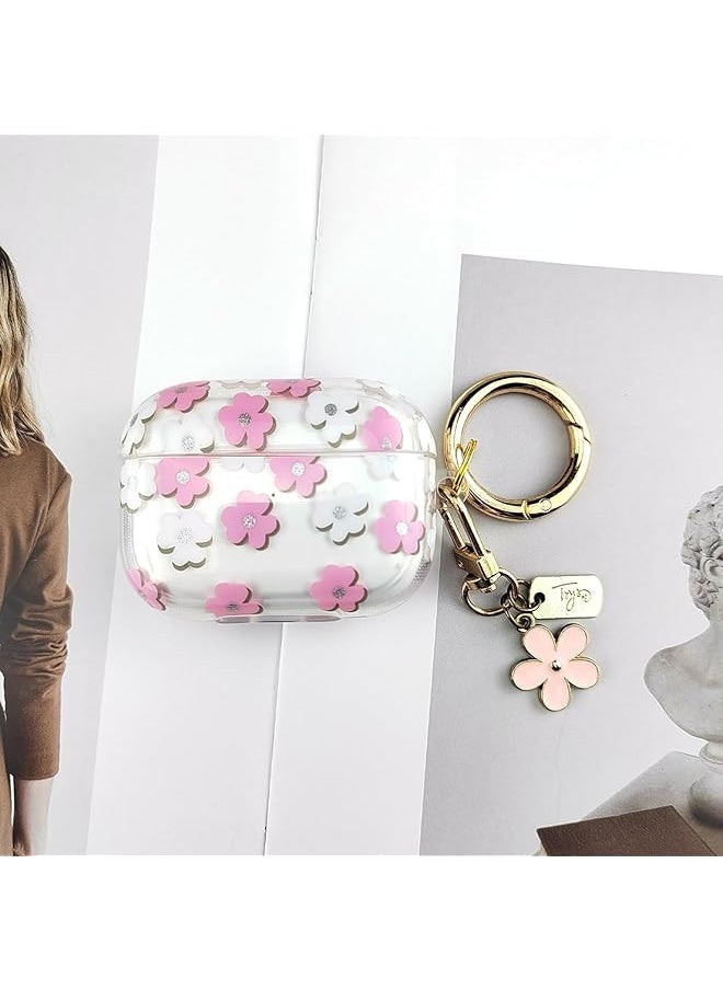 erorex - Keychain Case For Airpods 3Rd Gen 2021 Cute Clear Pink Floral Cover Protective Flower Earphone Case Soft Transparent Tpu Case Transparent Flower Pattern Case For Airpods 3 Case Women Girl - Image 1