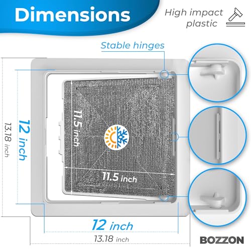 BOZZON Access Panel for Drywall - 12 x 12 inch - Insulated - Wall Hole Cover - Access Door - Plumbing Access Panel for Drywall - Heavy Durable Plastic White - Image 2
