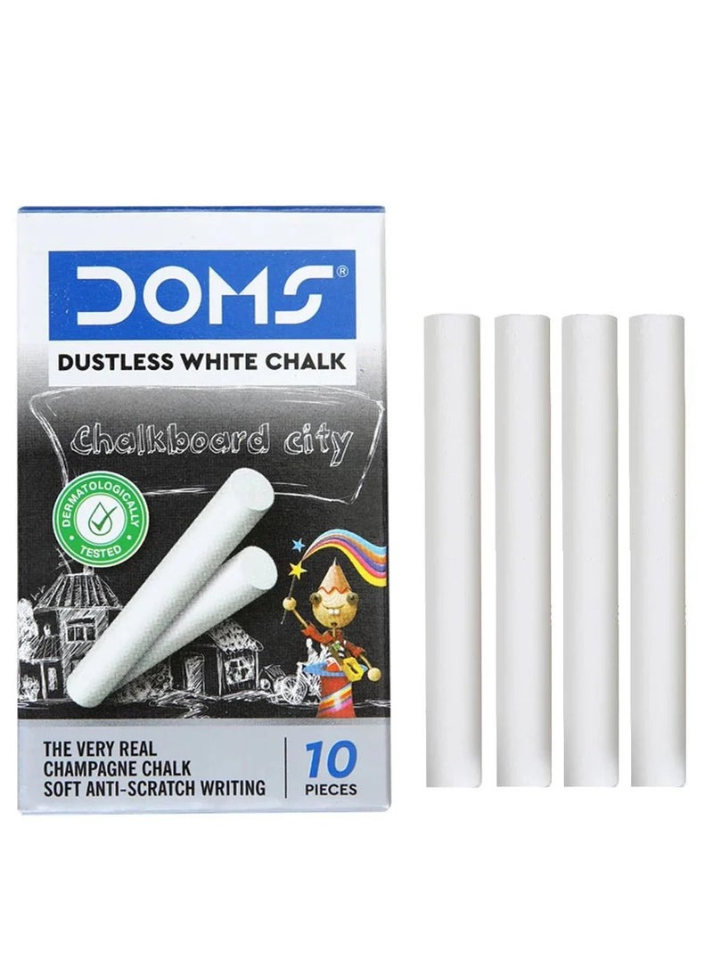DOMS 10-Piece Dustless Chalk White  - Image 1