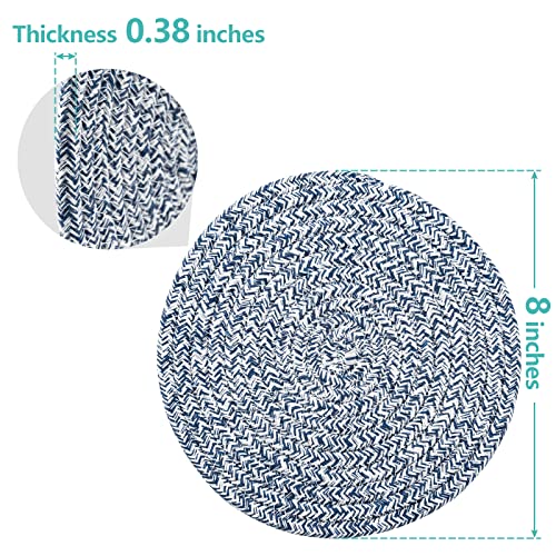 Cazzon Trivets for Hot Dishes, Pots and Pans, 8 Inches Hot Pads 5 Pcs, Pot Holders for Kitchen, Heat Resistant Mat Protect Counter, Coasters Set Home Essentials Farmhouse Decor (Blue) - Image 3