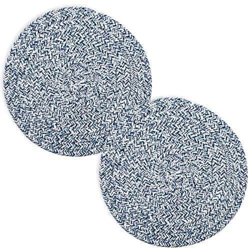 Cazzon Trivets for Hot Dishes, Pots and Pans, 8 Inches Hot Pads 5 Pcs, Pot Holders for Kitchen, Heat Resistant Mat Protect Counter, Coasters Set Home Essentials Farmhouse Decor (Blue) - Image 2