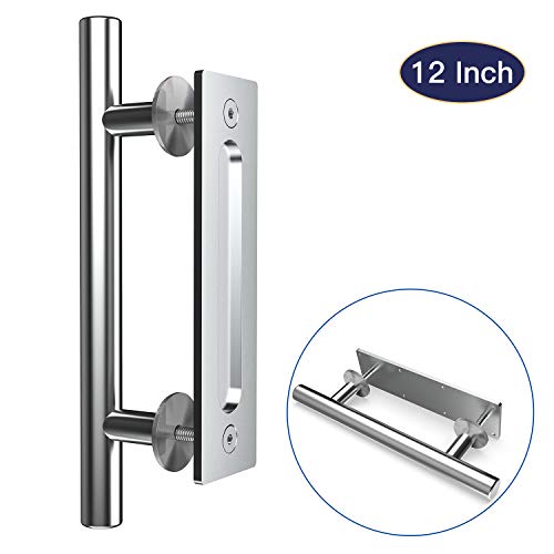 Orgerphy 12 Inch Stainless Barn Door Handle Set | Stainless Round Heavy Duty Solid 304 Gate Pull Handle | for Barn Door Gates Garages Sheds - Image 2