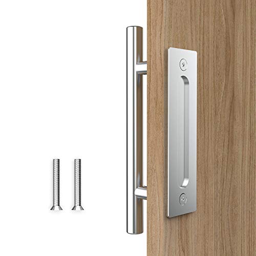 Orgerphy 12 Inch Stainless Barn Door Handle Set | Stainless Round Heavy Duty Solid 304 Gate Pull Handle | for Barn Door Gates Garages Sheds - Image 1