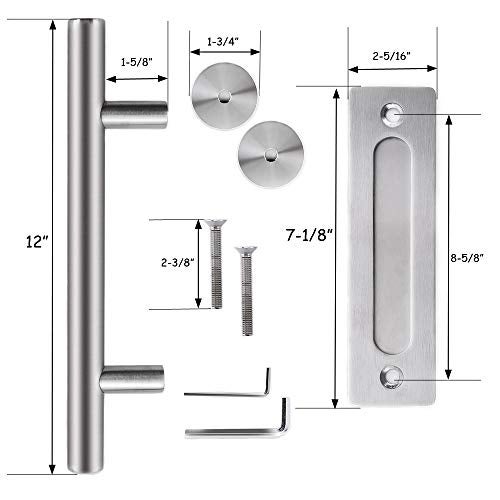 Orgerphy 12 Inch Stainless Barn Door Handle Set | Stainless Round Heavy Duty Solid 304 Gate Pull Handle | for Barn Door Gates Garages Sheds - Image 3