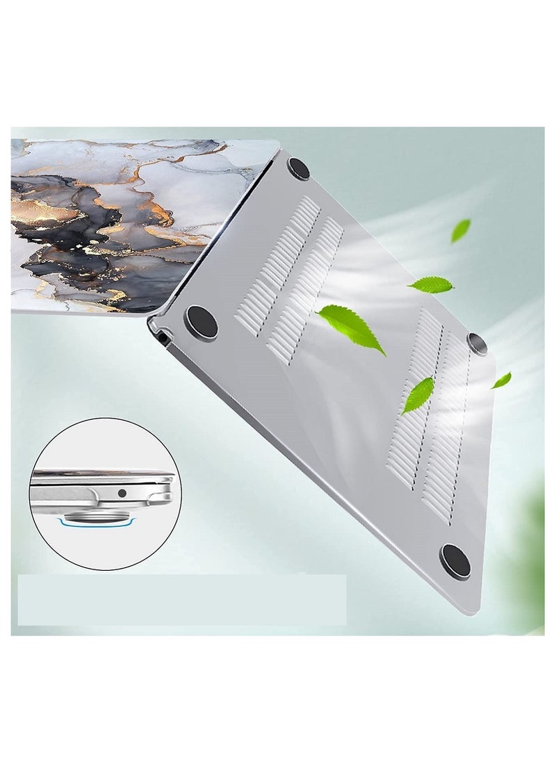 Hard Shell Case US Layout Keypad Screen Protector Compatible for Macbook New Air 13-Inch 2020 2021 Model A2337 M1 A2179 with Retina Display Touch ID Grey Marble