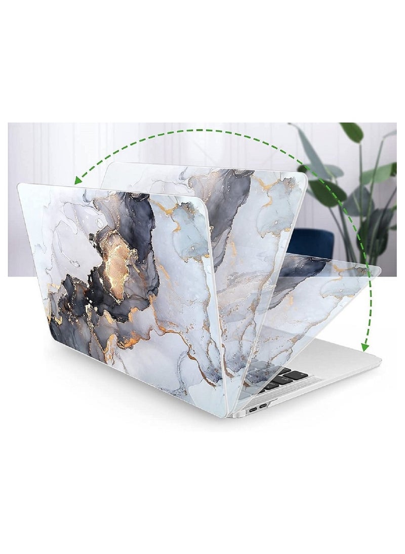 Hard Shell Case US Layout Keypad Screen Protector Compatible for Macbook New Air 13-Inch 2020 2021 Model A2337 M1 A2179 with Retina Display Touch ID Grey Marble