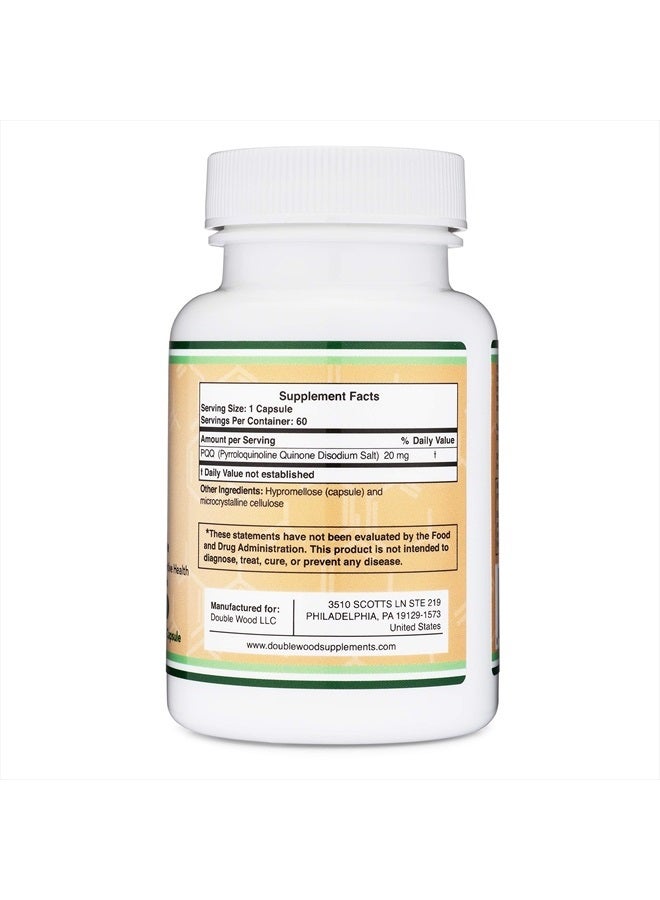 PQQ Pyrroloquinoline Quinone  - 20mg - 60 Capsules