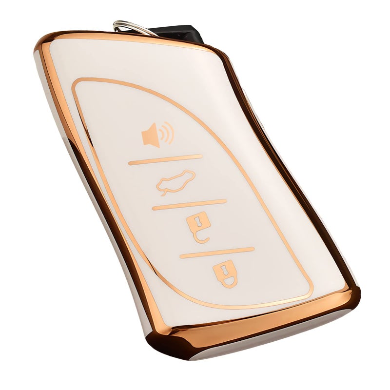 Cacacar Key Fob Cover for Lexus RX ES UX NX GX is LS Premium Soft TPU Full Cover Protection Key Fob Case Smart Remote Key Holder (Ivory)
