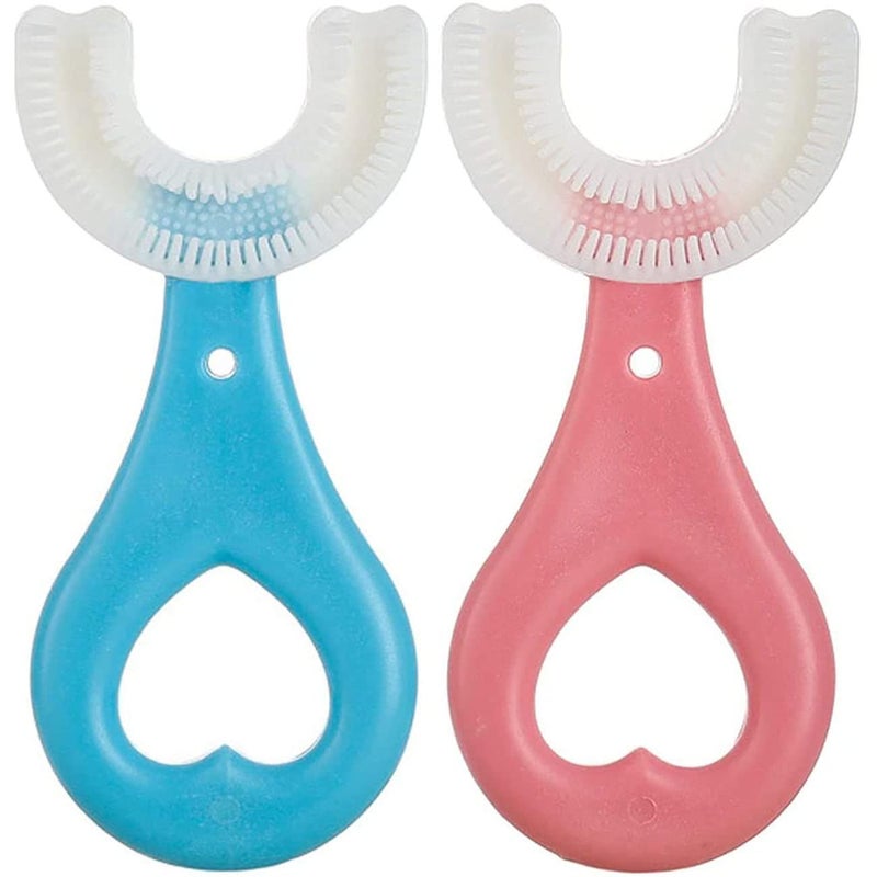 2 Pack U Shaped Toothbrush Kids Aged 2-12, Kids Toothbrushes U Shape with Food Grade Soft Silicone Brush Head, 360° Manual U Shaped Toothbrush for Kids (2-6 Years Old / 2 Pcs) - Image 1
