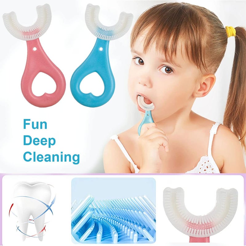 2 Pack U Shaped Toothbrush Kids Aged 2-12, Kids Toothbrushes U Shape with Food Grade Soft Silicone Brush Head, 360° Manual U Shaped Toothbrush for Kids (2-6 Years Old / 2 Pcs) - Image 2