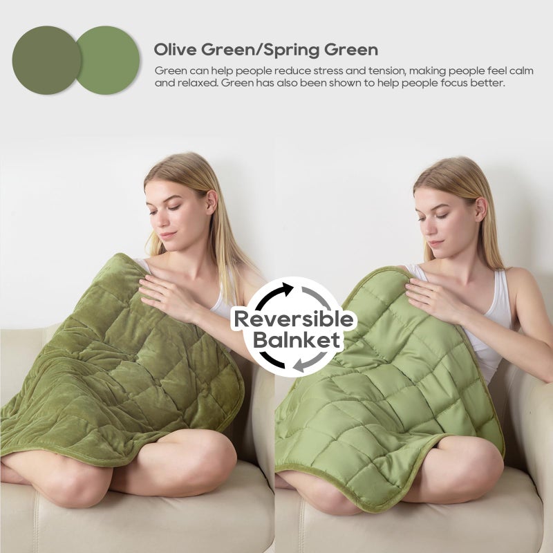 OMYSTYLE Small Weighted Blanket for Adults and Kids(Double-sided) Weighted Lap Pad 7lbs Throw for Travel Calming Relaxation-Reversible Warm Crystal Velvet and Cooling Tencel Machine Washable Green 29x24 inches - Image 3