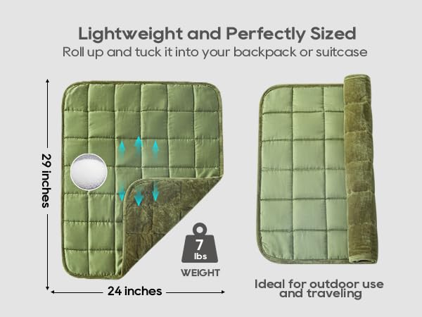 OMYSTYLE Small Weighted Blanket for Adults and Kids(Double-sided) Weighted Lap Pad 7lbs Throw for Travel Calming Relaxation-Reversible Warm Crystal Velvet and Cooling Tencel Machine Washable Green 29x24 inches - Image 5