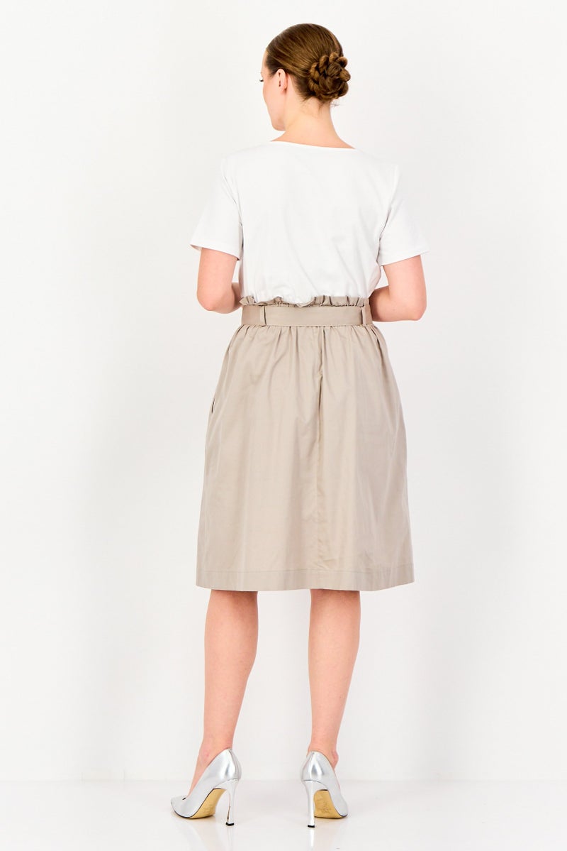 SELECTED Women Two-Toned Belted Midi Dress, Multicolor - Image 2