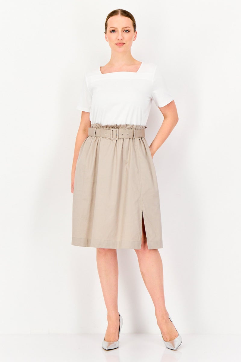 SELECTED Women Two-Toned Belted Midi Dress, Multicolor - Image 1