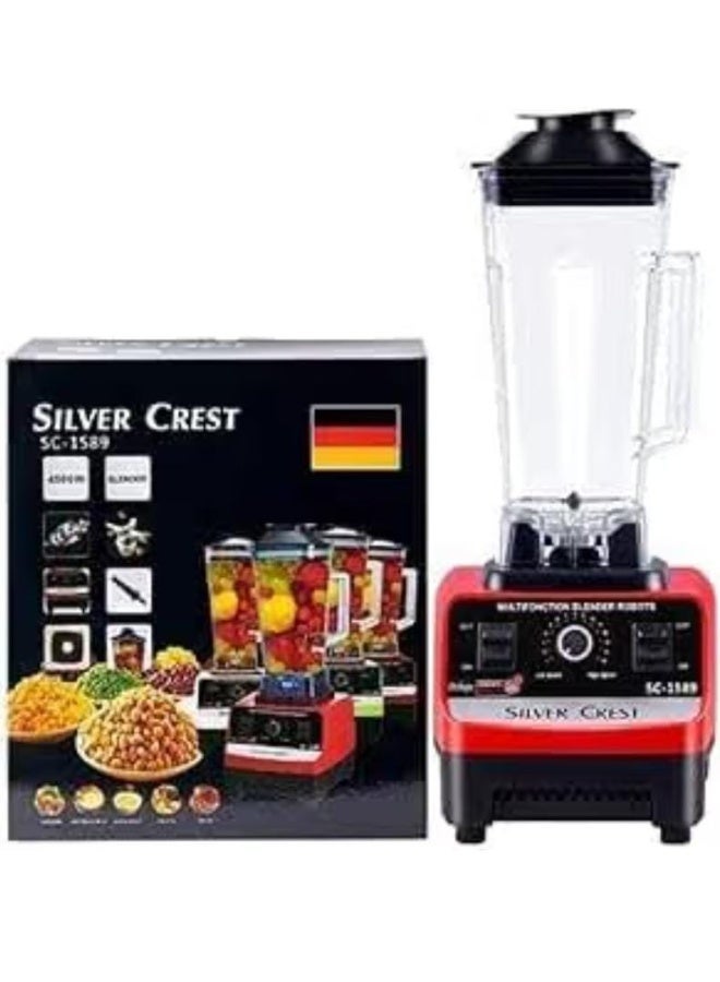 SILVER CREST 4500W Ice Crushing Blender with 6 Sharp Blades and Additional Grinder Attachment for Preparing Anything You Desire - Food Processor and Smoothie Maker in a Stylish Red/Black Color - Image 1