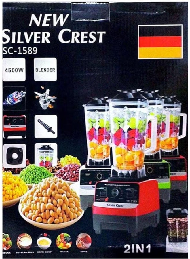 SILVER CREST 4500W Ice Crushing Blender with 6 Sharp Blades and Additional Grinder Attachment for Preparing Anything You Desire - Food Processor and Smoothie Maker in a Stylish Red/Black Color - Image 4