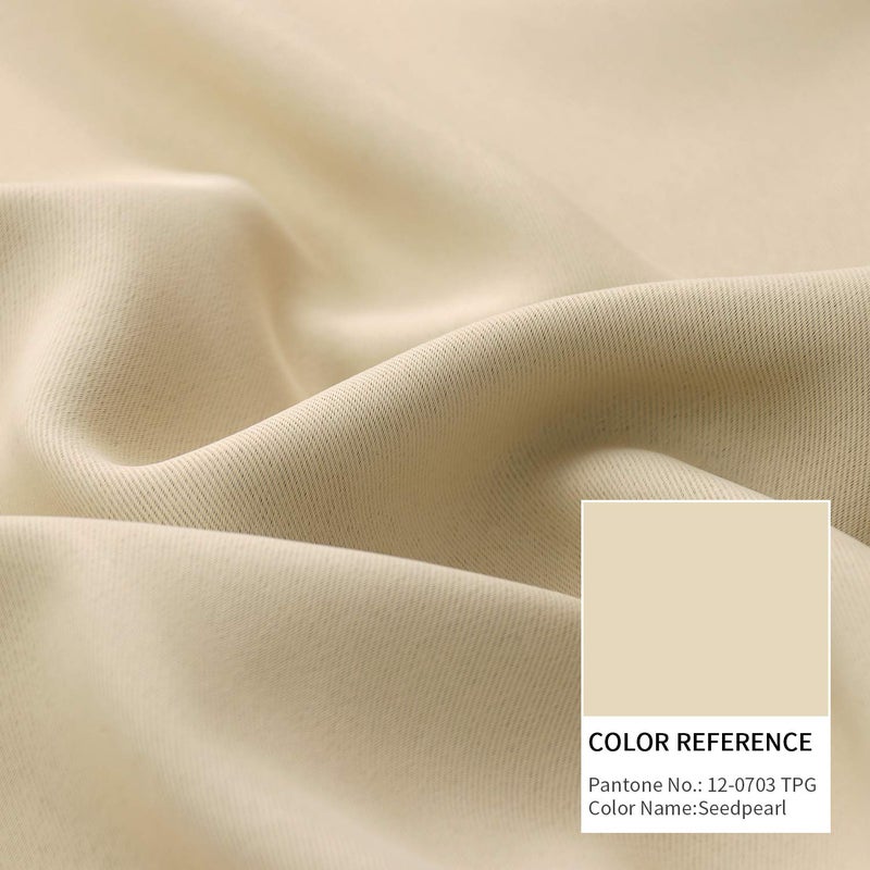 BGment Rod Pocket and Back Tab Blackout Curtains for Bedroom - Thermal Insulated Room Darkening Curtains for Living Room  2 Window Curtain Panels (52 x 54 Inch  Beige) - Image 4