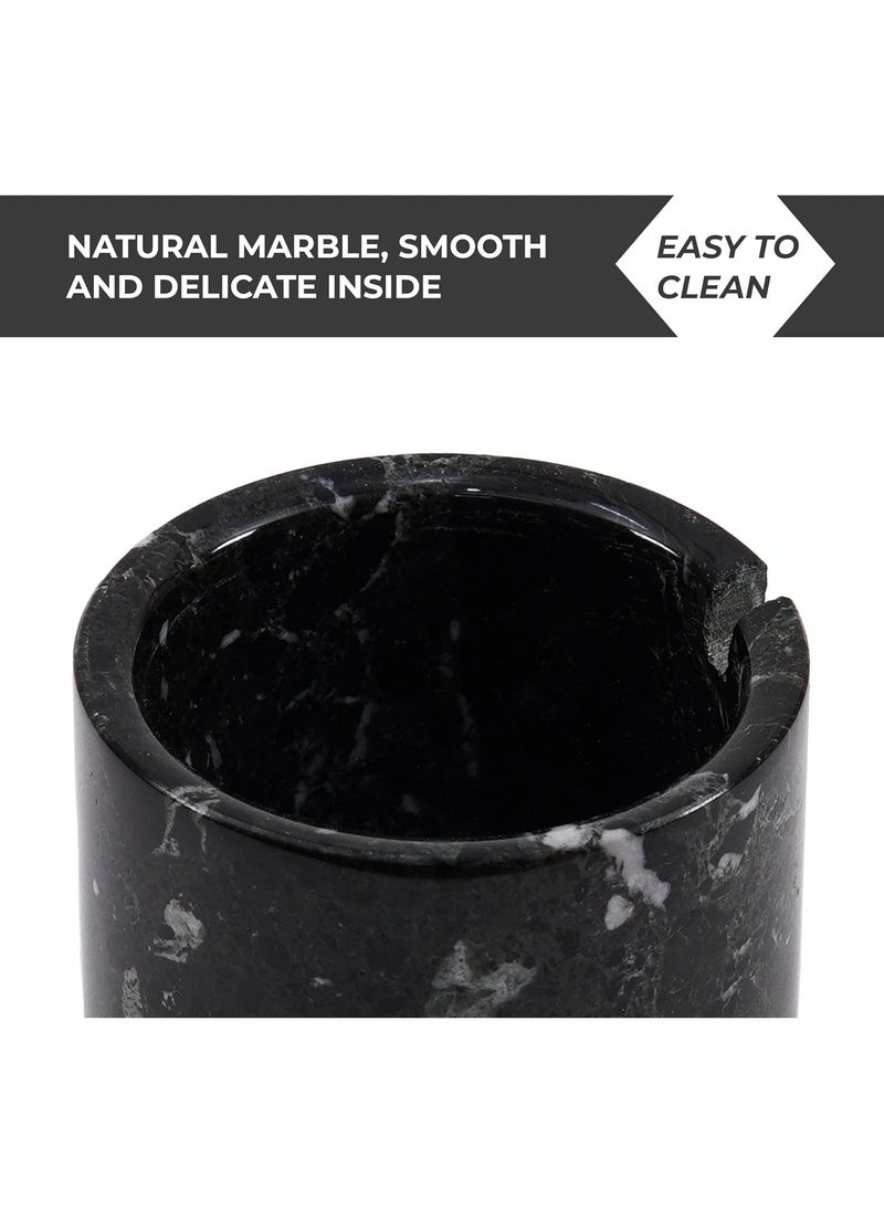 RADICALn Radicaln Marble Salt Cellar With Lid Black and White Handmade Set of 2 Salt and Pepper Bowl Box With Marble Tray - Spice & Salt Storages For Kitchen Rack - Spices Container Set For Home  - Image 5