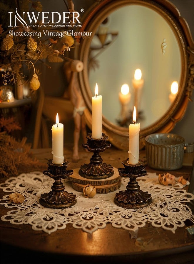 Inweder Vintage Candle Holder for Candlestick：6Pcs Resin Vintage Candlestick Holders for Table Antique Candle Holder for Mantel Black Candle Holder for Home Decor Retro Candle Holder Vintage Decor - Image 2