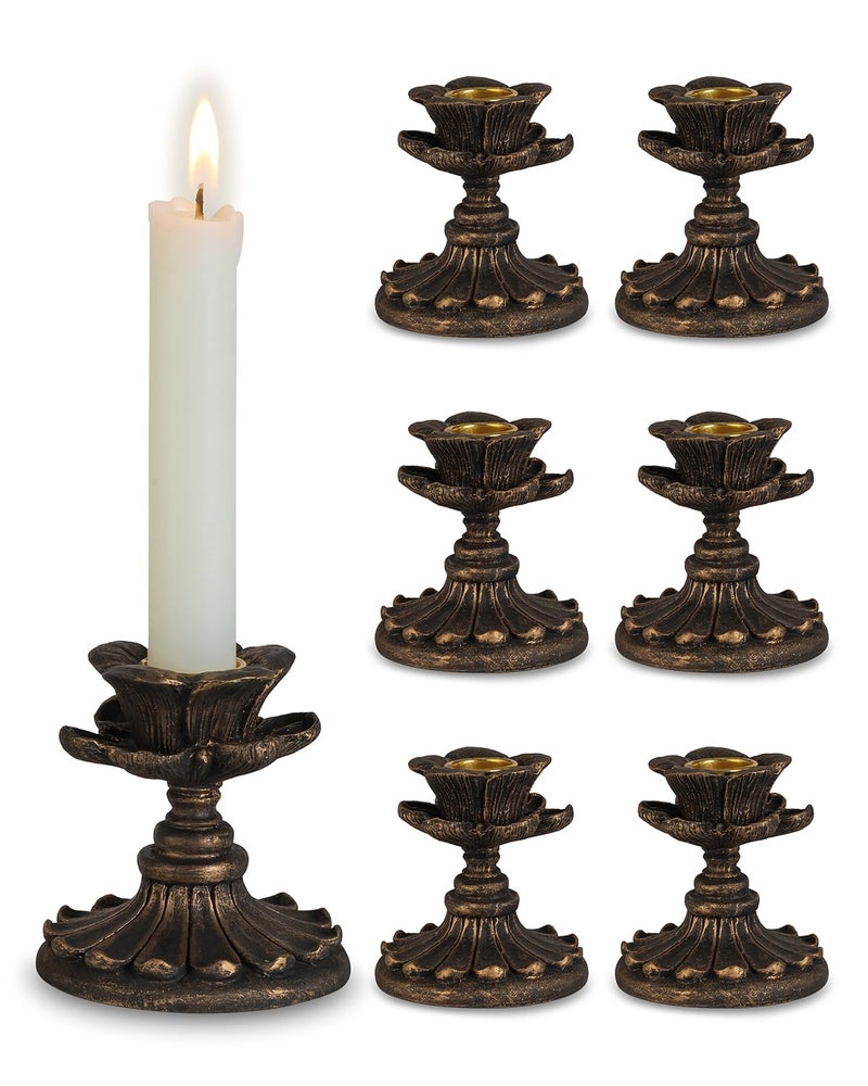 Inweder Vintage Candle Holder for Candlestick：6Pcs Resin Vintage Candlestick Holders for Table Antique Candle Holder for Mantel Black Candle Holder for Home Decor Retro Candle Holder Vintage Decor - Image 1
