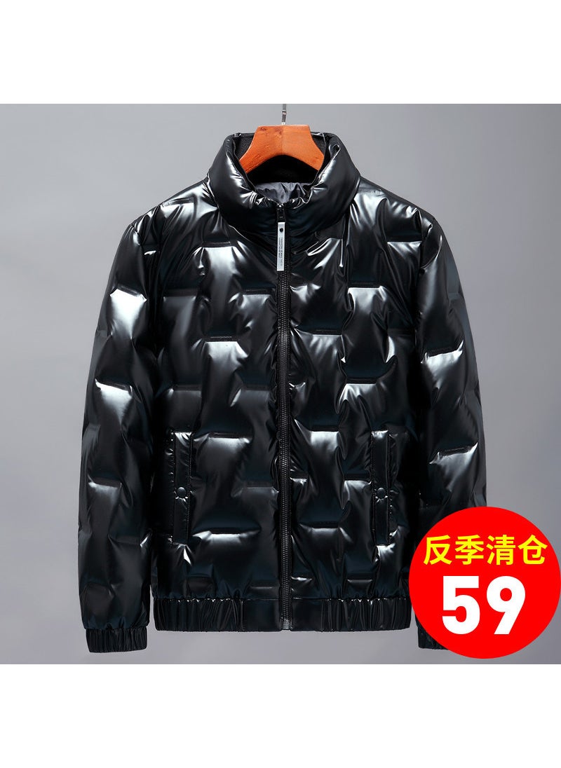 Generic - 2023 Shiny Puffer Jacket Mens Stand Collar Light Silver Gray - Image 1
