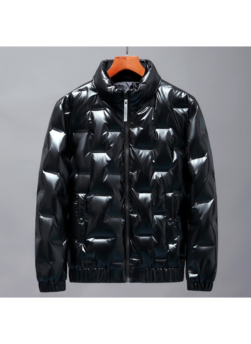 Generic - 2023 Shiny Puffer Jacket Mens Stand Collar Light Silver Gray - Image 1