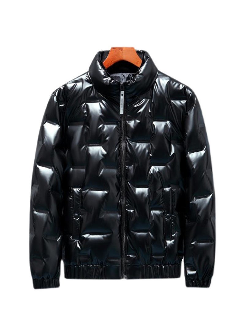 Generic - 2023 Shiny Puffer Jacket Mens Stand Collar Light Silver Gray - Image 1