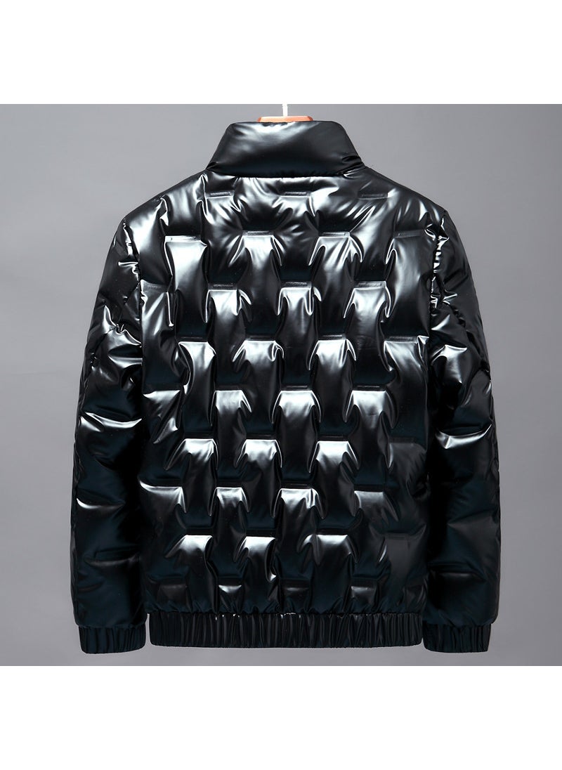Generic - 2023 Shiny Puffer Jacket Mens Stand Collar Light Silver Gray - Image 1